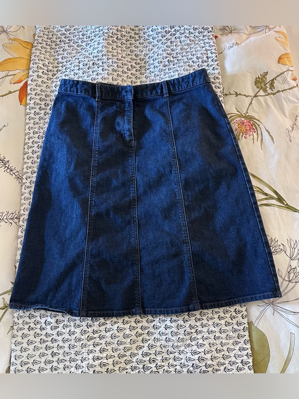Geoffrey Beene Dark Blue Denim A-Line Skirt